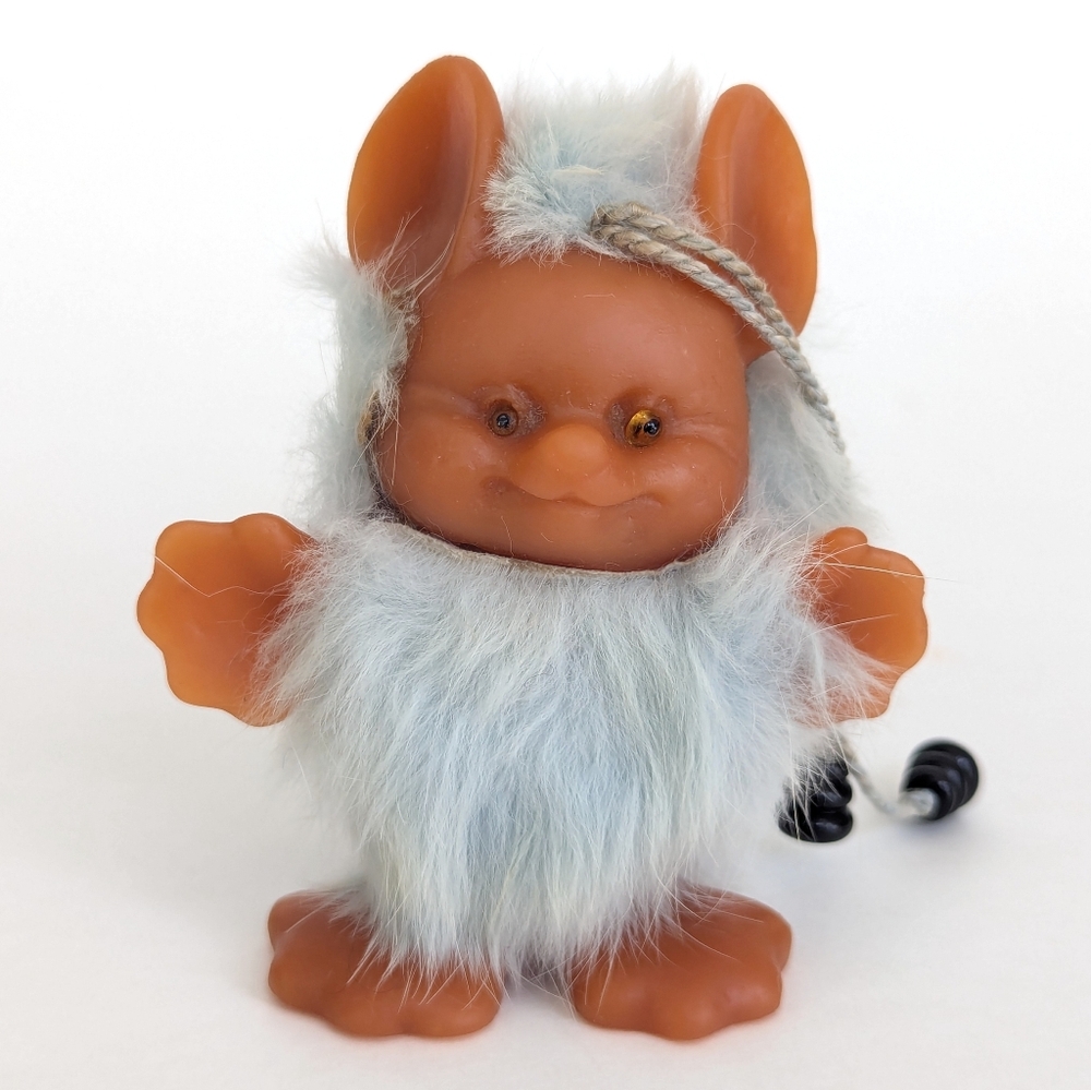 Small Vtg. 1968 RAULS "Happy Gang" Merry Mouse Troll Doll Toy 3" Tall Light Blue